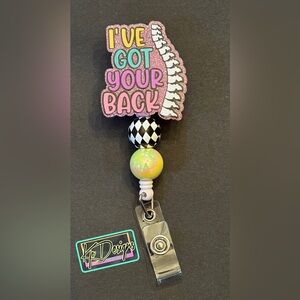 “I’ve got your back” ortho badge reel with beads
